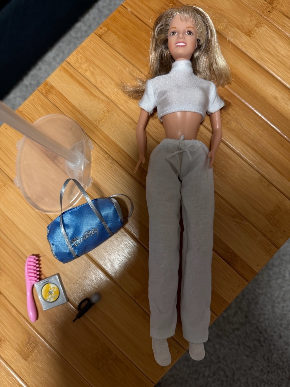 1999 Britney Spears Baby One More Time Doll with accessories and stand